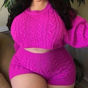 Knitted high waist shorts